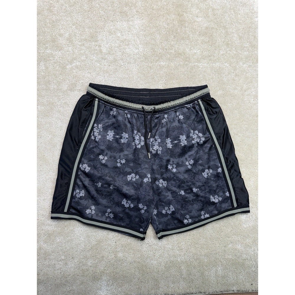 NBA Cherry Blossom Shorts Mens Extra Large Black Gray Drawstring Pockets Active